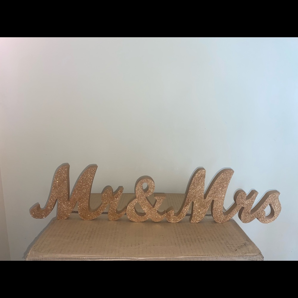Good Glittery Mr and Mrs standing letters